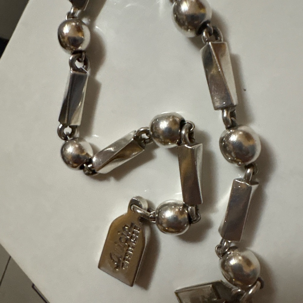 Alicia Mexico 925 Sterling Silver Beaded Bar Link Bracelet Signed 18g - Picture 2 of 7